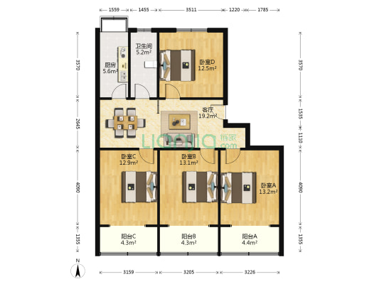 嵩山北路299号 4室1厅1卫 106平方