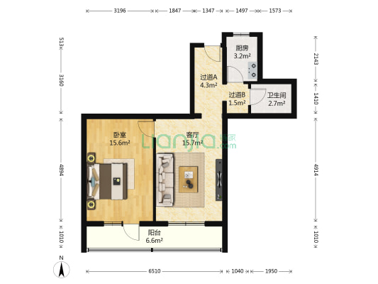 樱花中路 1室1厅1卫 63平方
