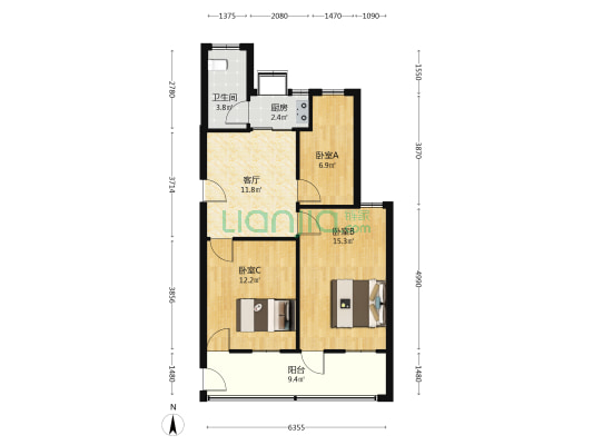 蔡正街15号 3室1厅1卫 53平方