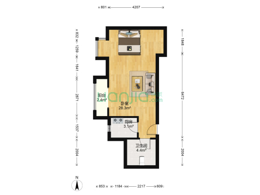 天伦·佐治公馆 1室0厅1卫 47平方