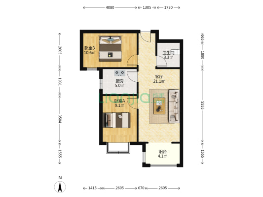 出门繁华地段，就医方便，生活便利，838沿线 采光好-户型图