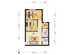 景观湖社区，两居室，有装修，拎包入住-涿州鸿盛凯旋门户型图