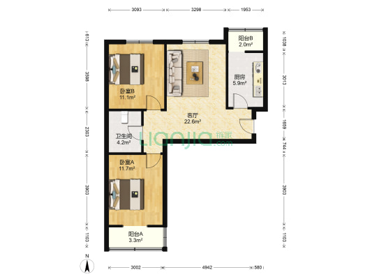 春霞里 2室1厅1卫 86平方