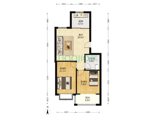 水乡苑二期 2室1厅1卫 67平方