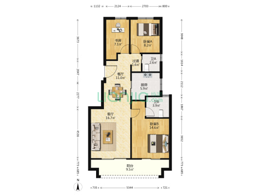 德信·新希望宸芯里 3室2厅2卫 102平方