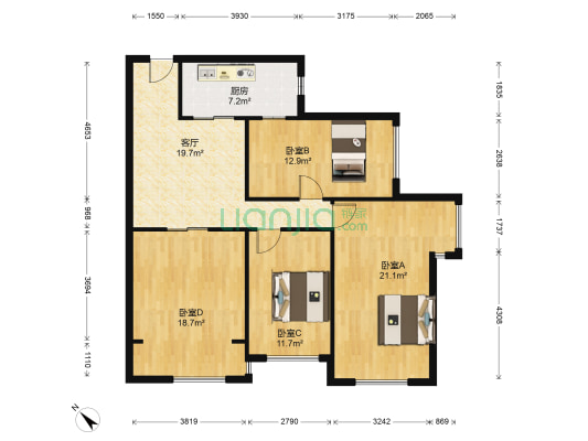 星河丹堤F区 4室1厅0卫 104平方