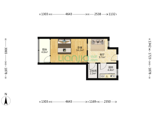 人民路301号小区 1室1厅1卫 43平方