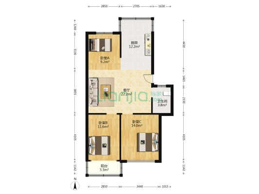 杨家漕路46弄 3室1厅1卫 90平方