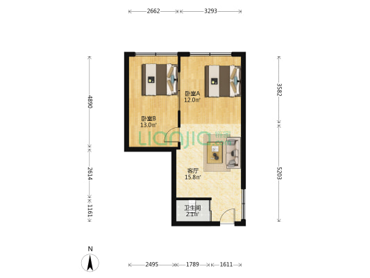 曼哈顿小区 2室1厅1卫 57平方