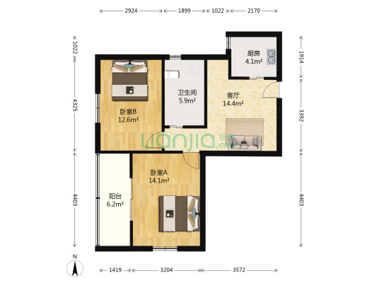 茂兴大厦 2室1厅1卫 81平方