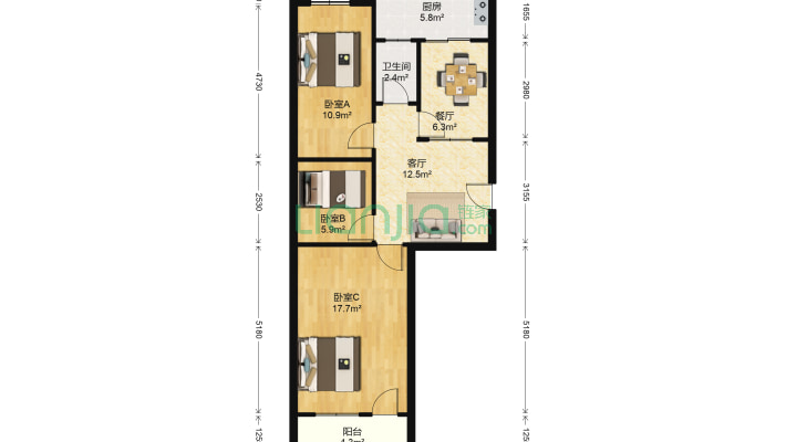 铁路宿舍二手房实景图