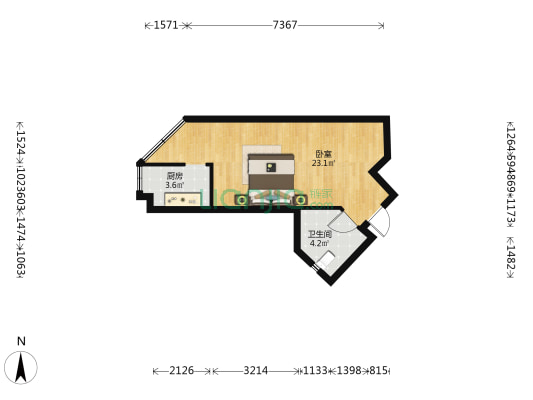 奥园瀚林誉江府 1室0厅1卫 48平方