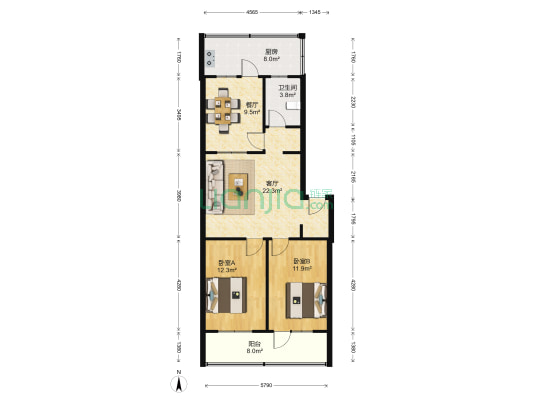花园小区四区 2室2厅1卫 89平方