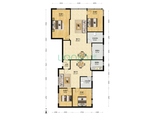 寺右新马路7号大院 4室2厅2卫 165平方