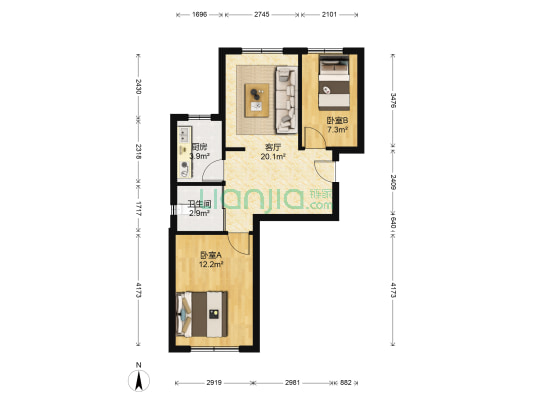 金色橄榄城 2室1厅1卫 68平方