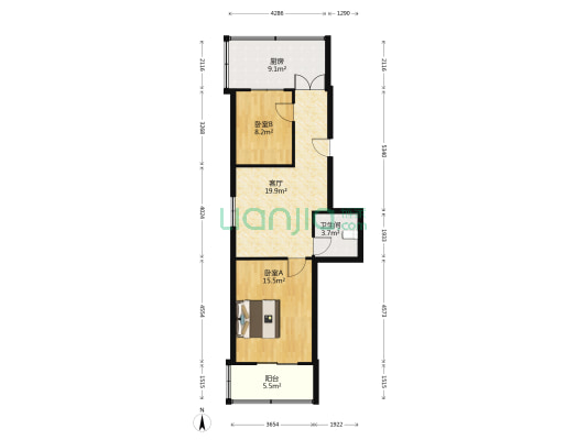 山西省交通建设工程监理总公司 2室1厅1卫 70平方