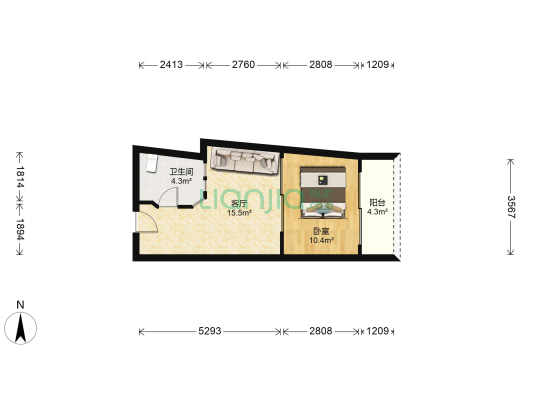 正大广场 1室1厅1卫 46平方