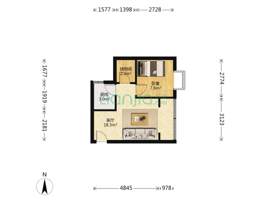 城北山水 1室1厅0卫 42平方
