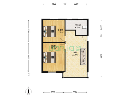 琴湖小区三区 2室1厅1卫 65平方