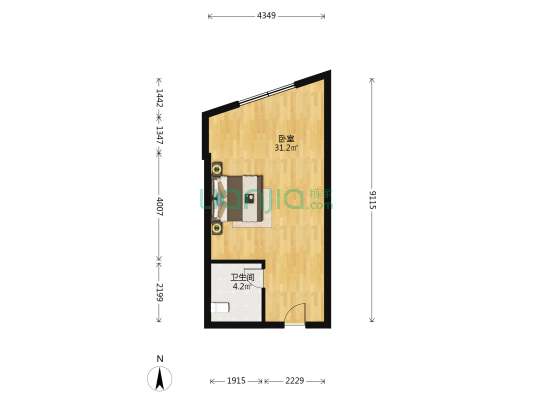 江畔新城 1室0厅1卫 48平方
