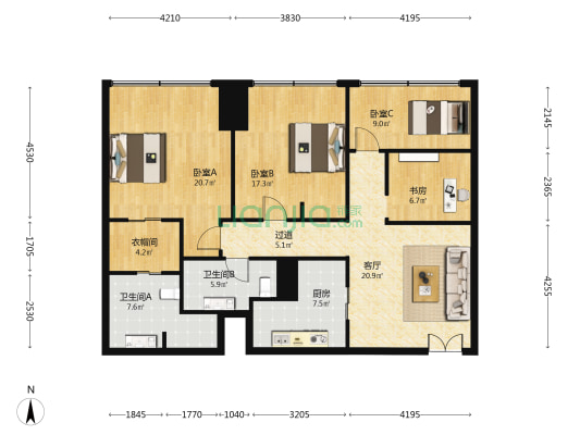 企业公馆 4室1厅2卫 170平方