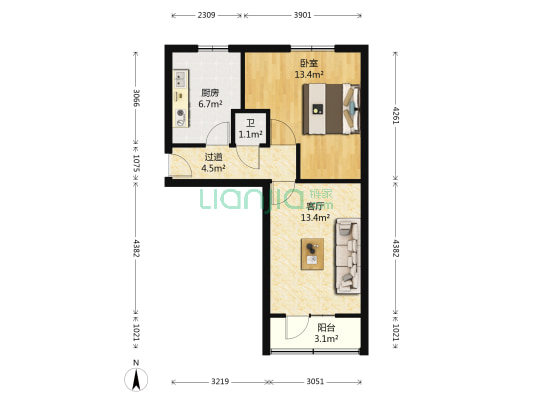 会宁路和平小区 1室1厅1卫 50平方