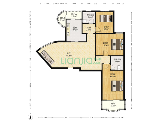 花木苑 3室1厅2卫 139平方
