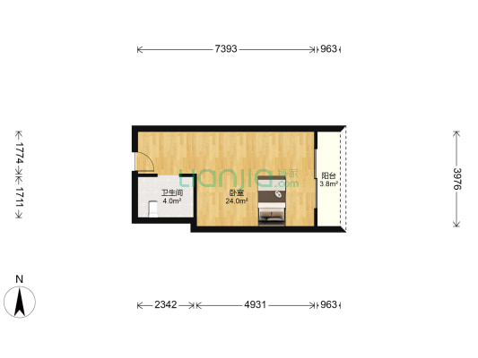 怡水轩国际公寓 1室0厅1卫 46平方