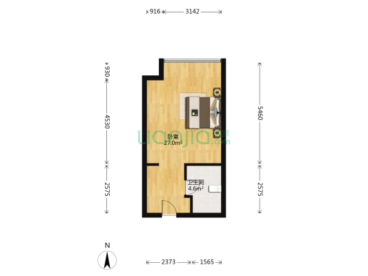 西溪曼哈顿 1室0厅1卫 46平方
