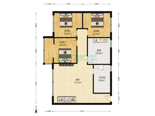 江华路28号 3室1厅1卫 111平方