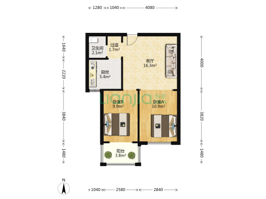 和润城市花园 2室1厅1卫 71平方
