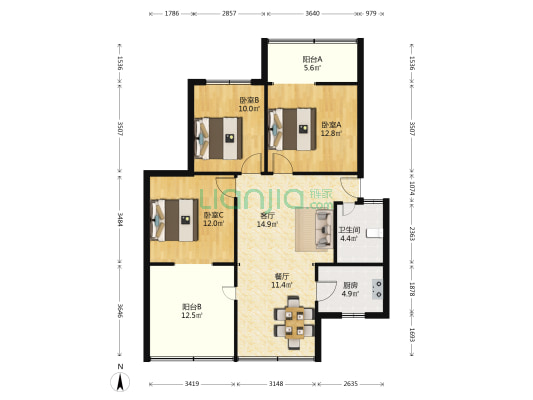 兰花巷29号 3室2厅1卫 81平方