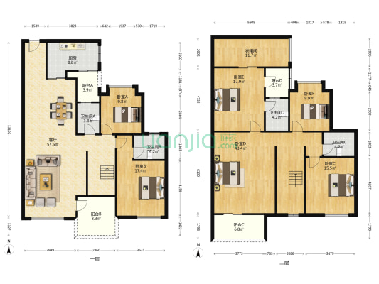 江南御都 6室1厅4卫 242平方