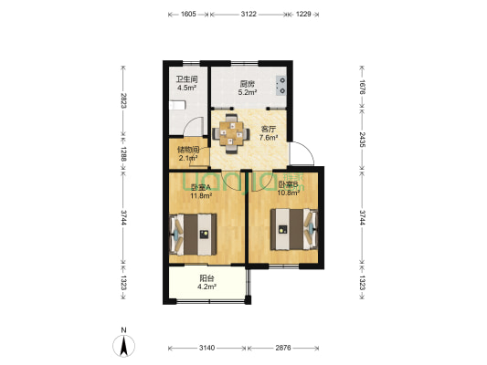 新浒花园四区 2室1厅1卫 62平方