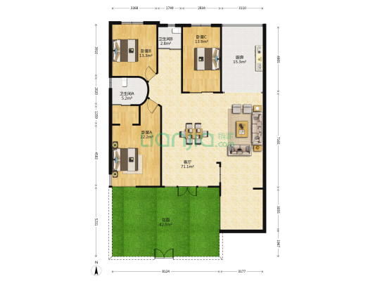 襄城明珠湖景美墅 3室1厅2卫 170平方