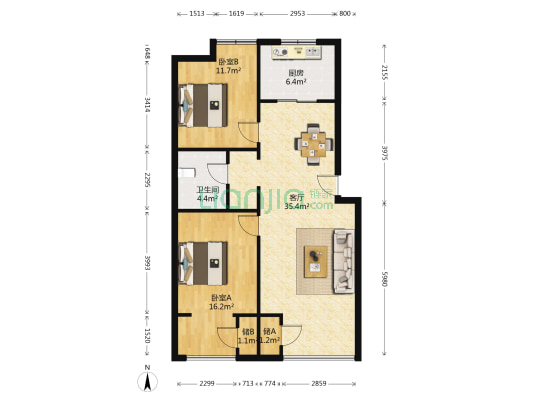锦瑞尚城 2室1厅1卫 78平方