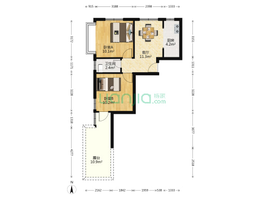庆隆苑一区 2室1厅1卫 51平方