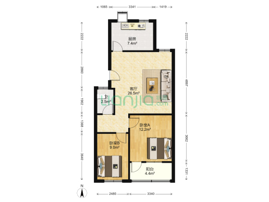 意泰龙宿舍 2室1厅1卫 79平方