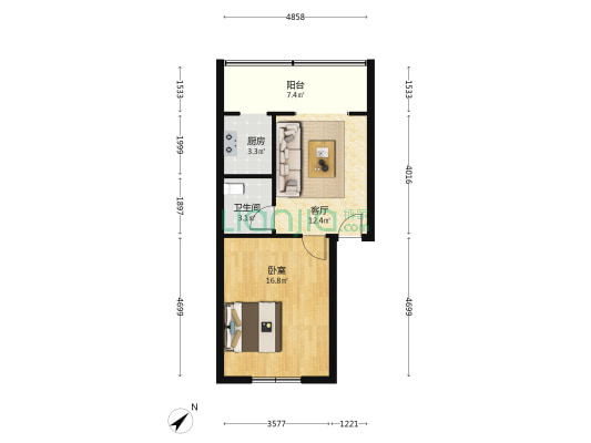 东光街13号 1室1厅1卫 56平方