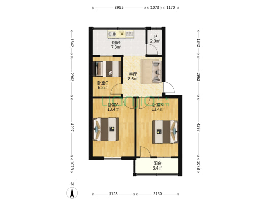 邬家巷48号 3室1厅1卫 65平方