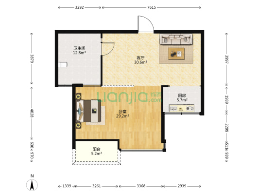 梅峰礼居 1室1厅1卫 87平方