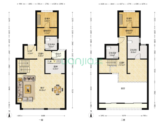 保利堂悦芷若园 2室1厅3卫 142平方