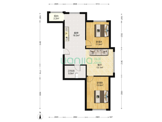 万博华庭小区 2室1厅1卫 86平方