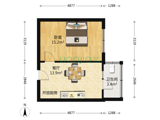 师大二教 1室1厅1卫 42平方