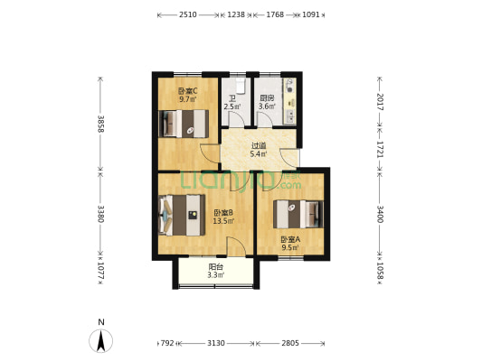 司家庄西街5号院 3室0厅1卫 59平方