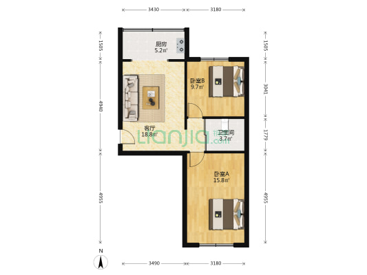 长春路76号 2室1厅1卫 67平方