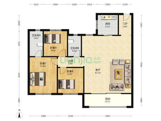 云上润府 3室1厅2卫 141平方