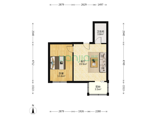 邮电小区 1室1厅1卫 53平方
