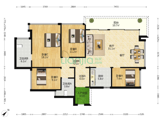 华发广场横琴湾一期(39地块) 4室1厅2卫 134平方
