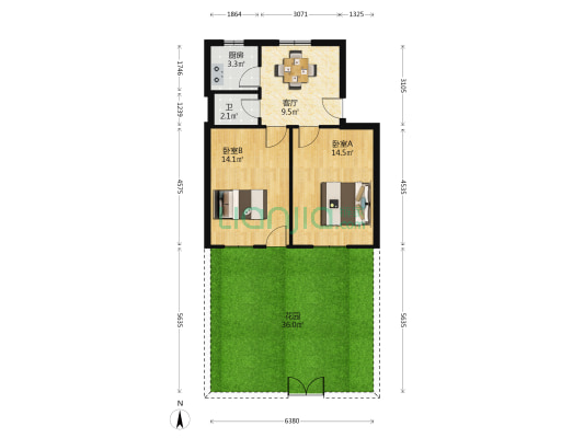 塘岔社区 2室1厅1卫 58平方